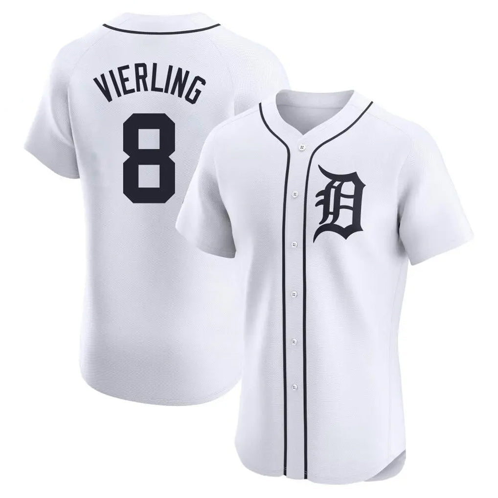 Crovyle D.Tigers #8 Matt Vierling Player White Limited Elite Home Stitched Jerseys