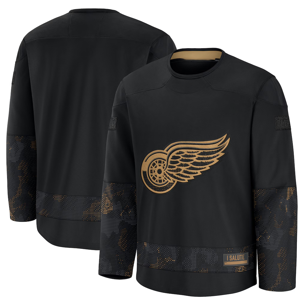 Crovyle D.Red wings Black 2024 Military Appreciation Practice Jersey