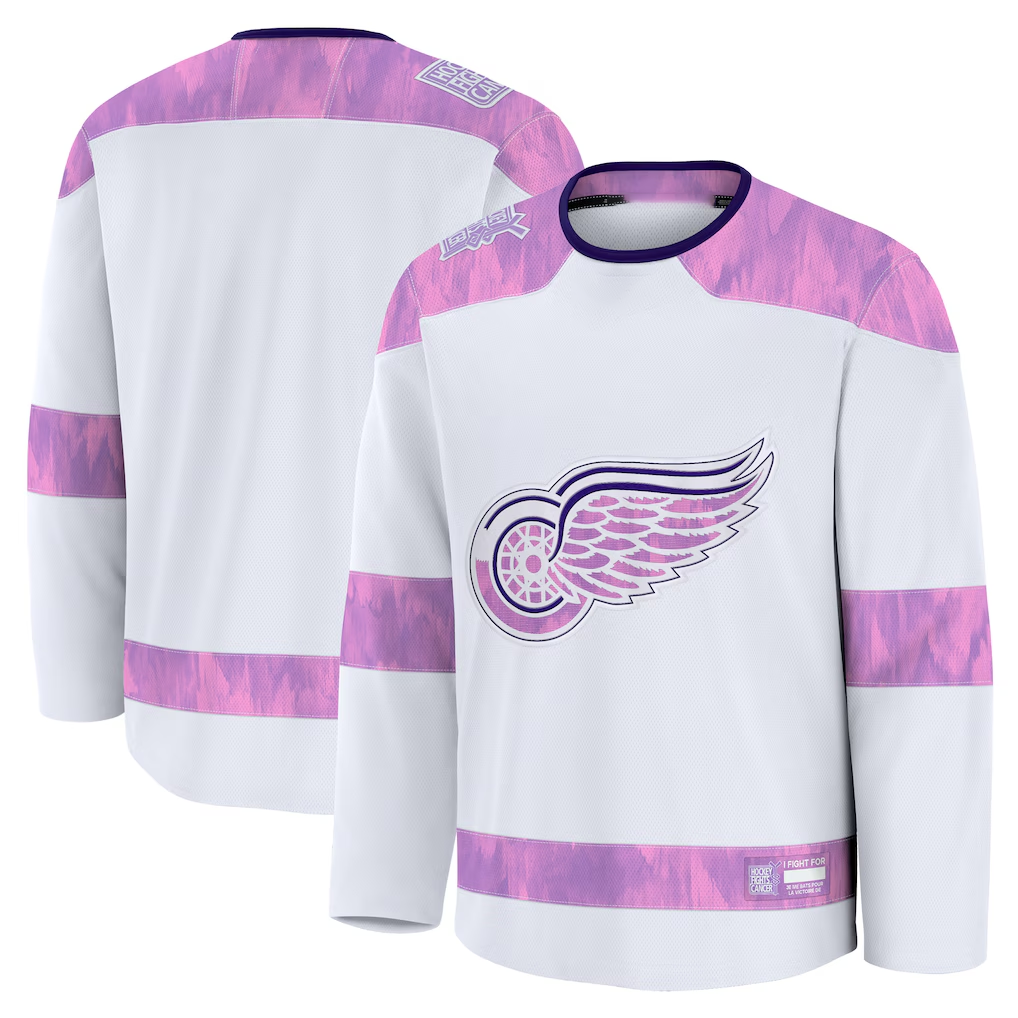 Crovyle D.Red wings White 2024 Hockey Fights Cancer Practice Jerseys