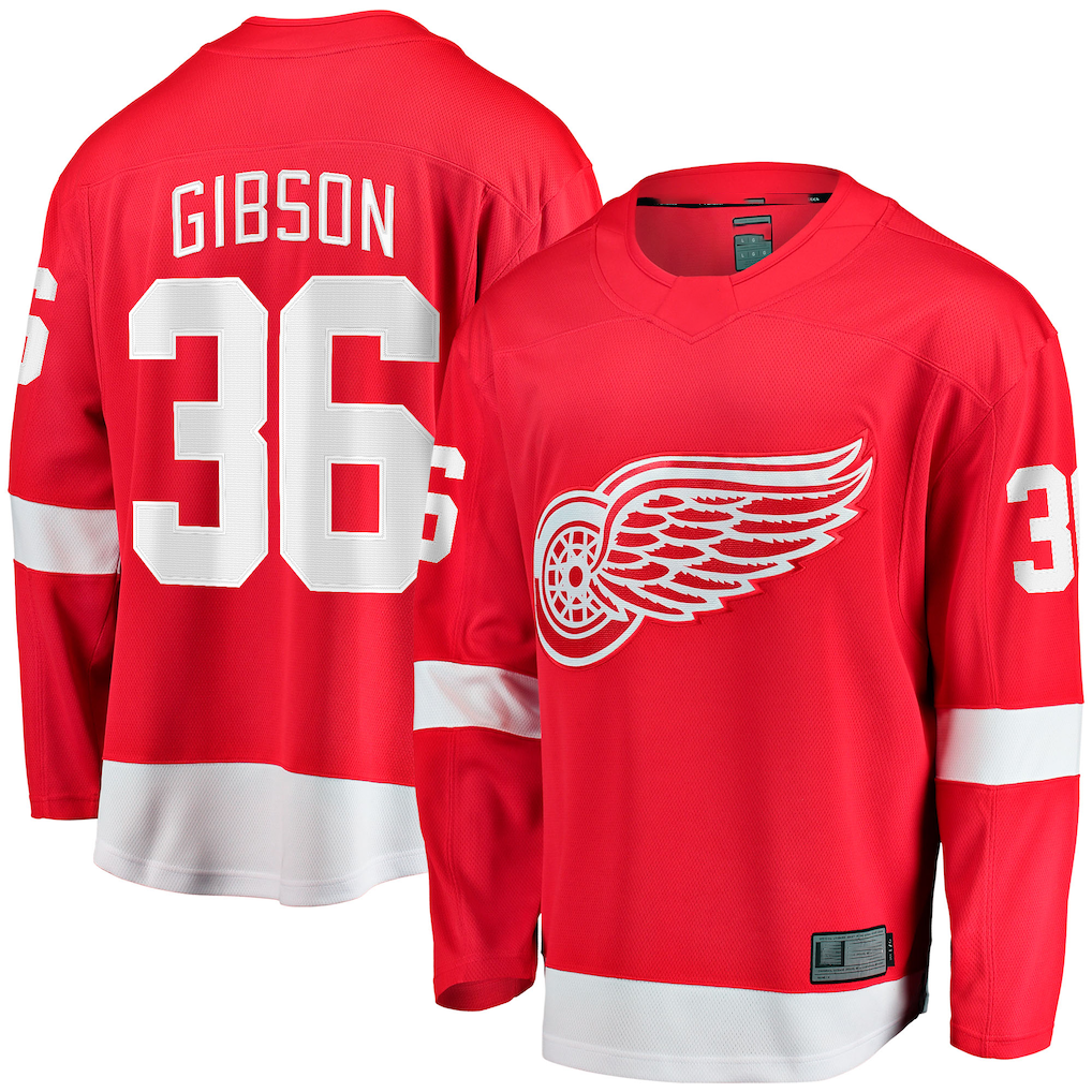 Crovyle D.Red wings #36 John Gibson Red Home Breakaway Jerseys