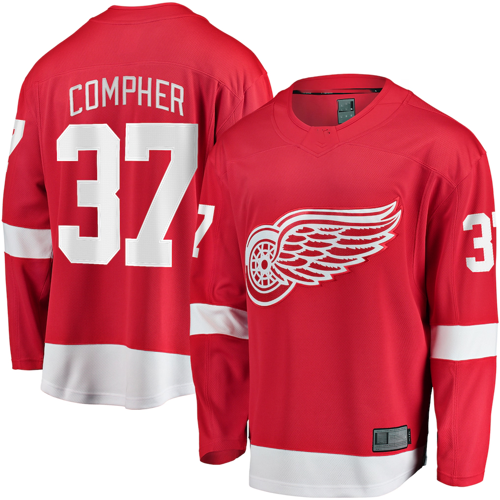 Crovyle D.Red wings #37 J.T. Compher Red Home Breakaway Jersey