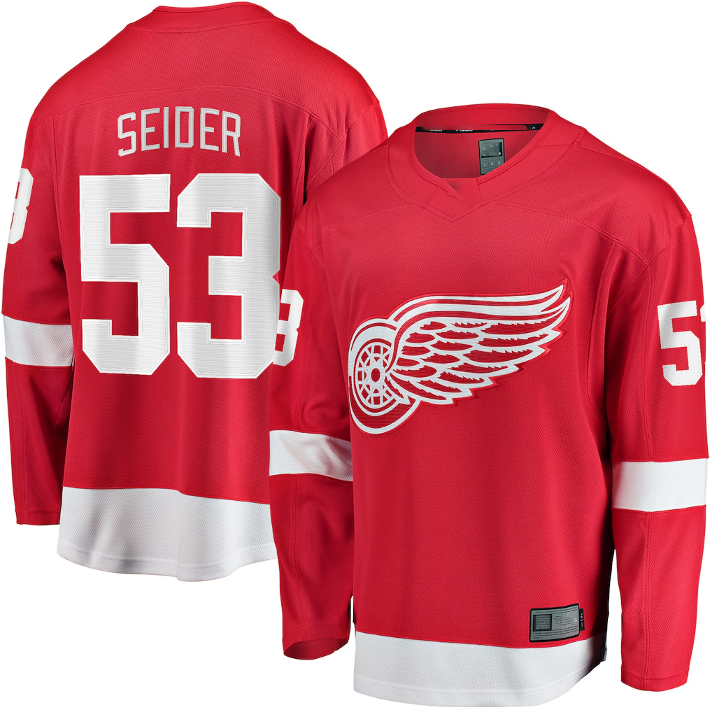 Crovyle D.Red wings #53 Moritz Seider Red Home Breakaway Player Jerseys