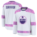 Crovyle E.Oilers White Hockey Fights Cancer Survivor Practice Jerseys
