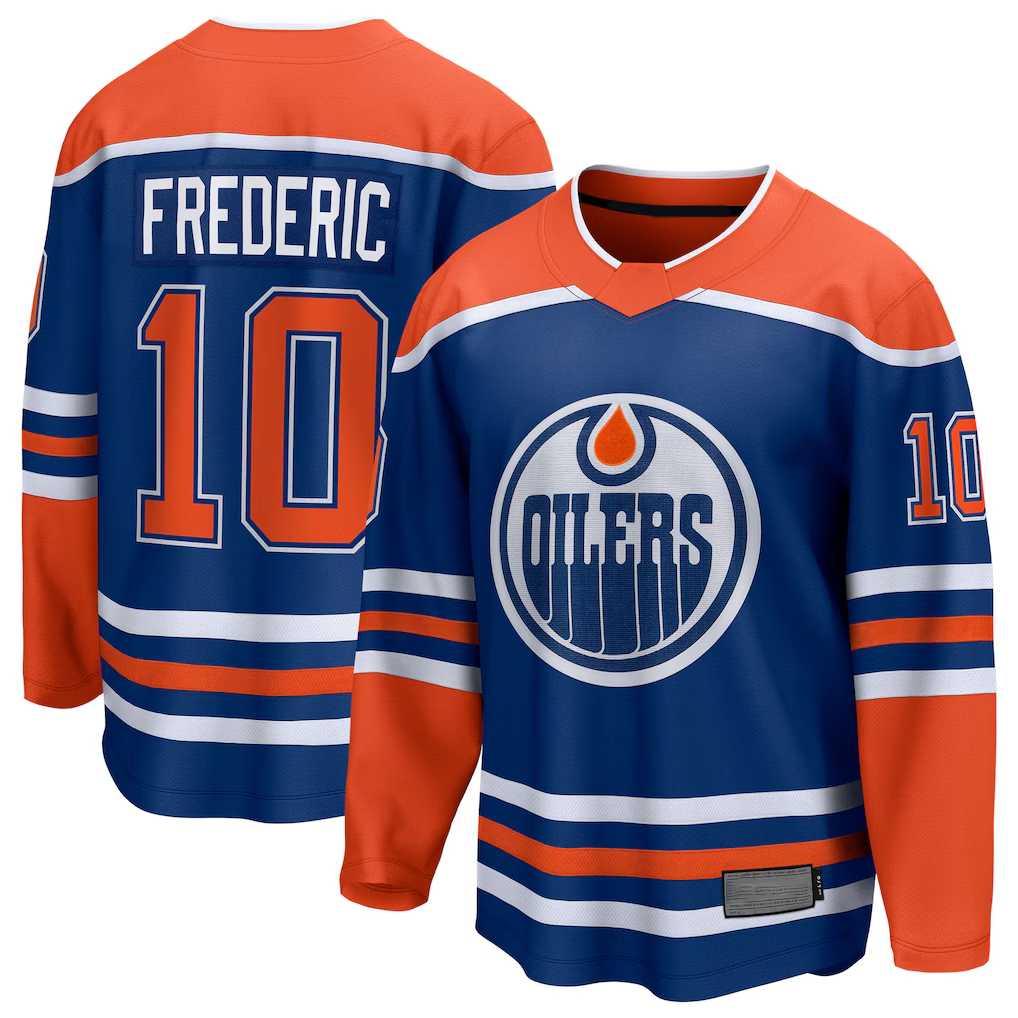 Crovyle E.Oilers #10 Trent Frederic Royal Home Breakaway Jerseys