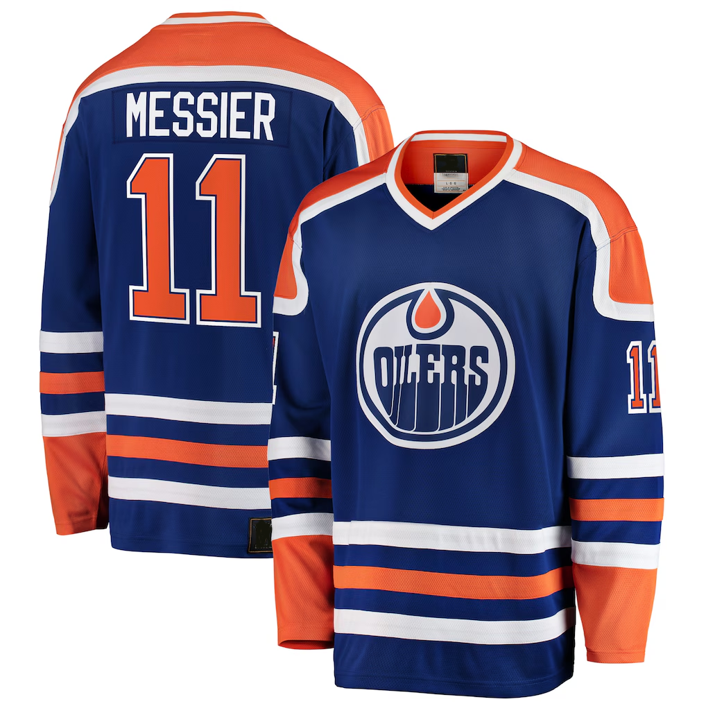 Crovyle E.Oilers #11 Mark Messier Blue Premier Breakaway Retired Player Jerseys