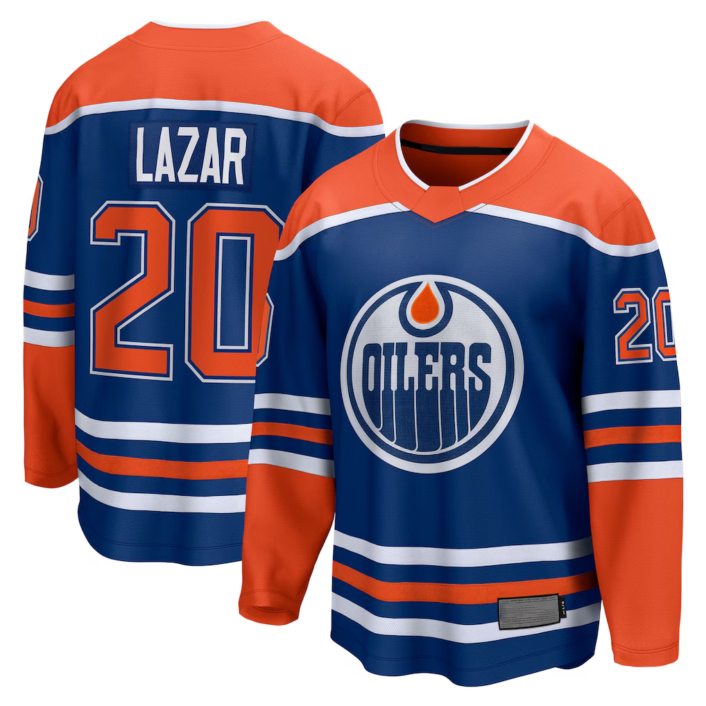 Crovyle E.Oilers #20 Curtis Lazar Royal Home Breakaway Jerseys