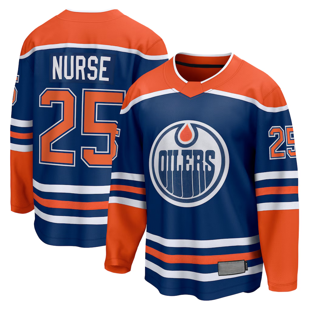 Crovyle E.Oilers #25 Darnell Nurse Royal Home Breakaway Player Jerseys