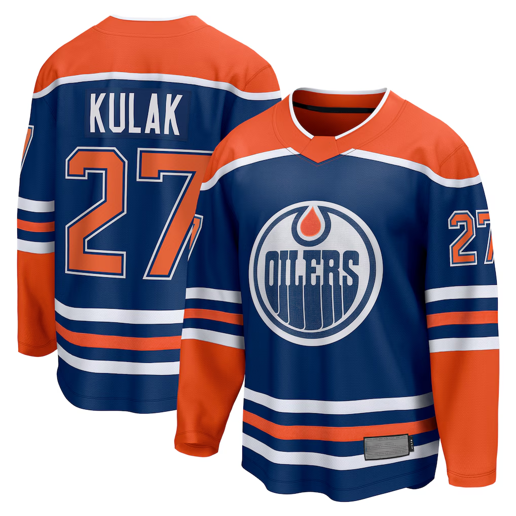 Crovyle E.Oilers #27 Brett Kulak Royal Home Breakaway Player Jerseys