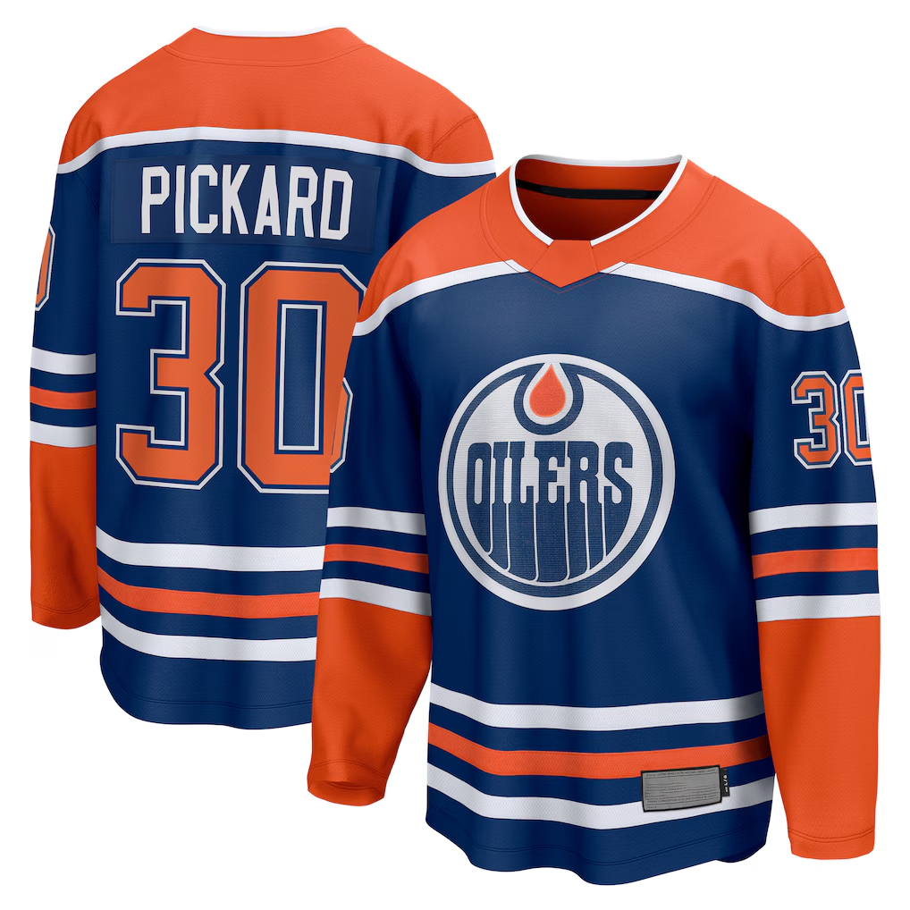 Crovyle E.Oilers #30 Calvin Pickard Royal Home Premier Breakaway Player Jerseys