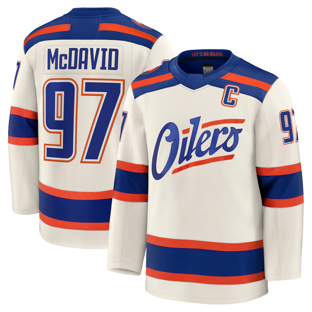 Crovyle E.Oilers #97 Connor McDavid Light Beige Alternate Premium Jerseys