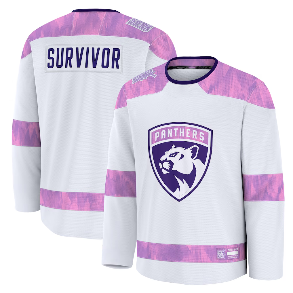 Crovyle F.Panthers White Hockey Fights Cancer Survivor Practice Jerseys