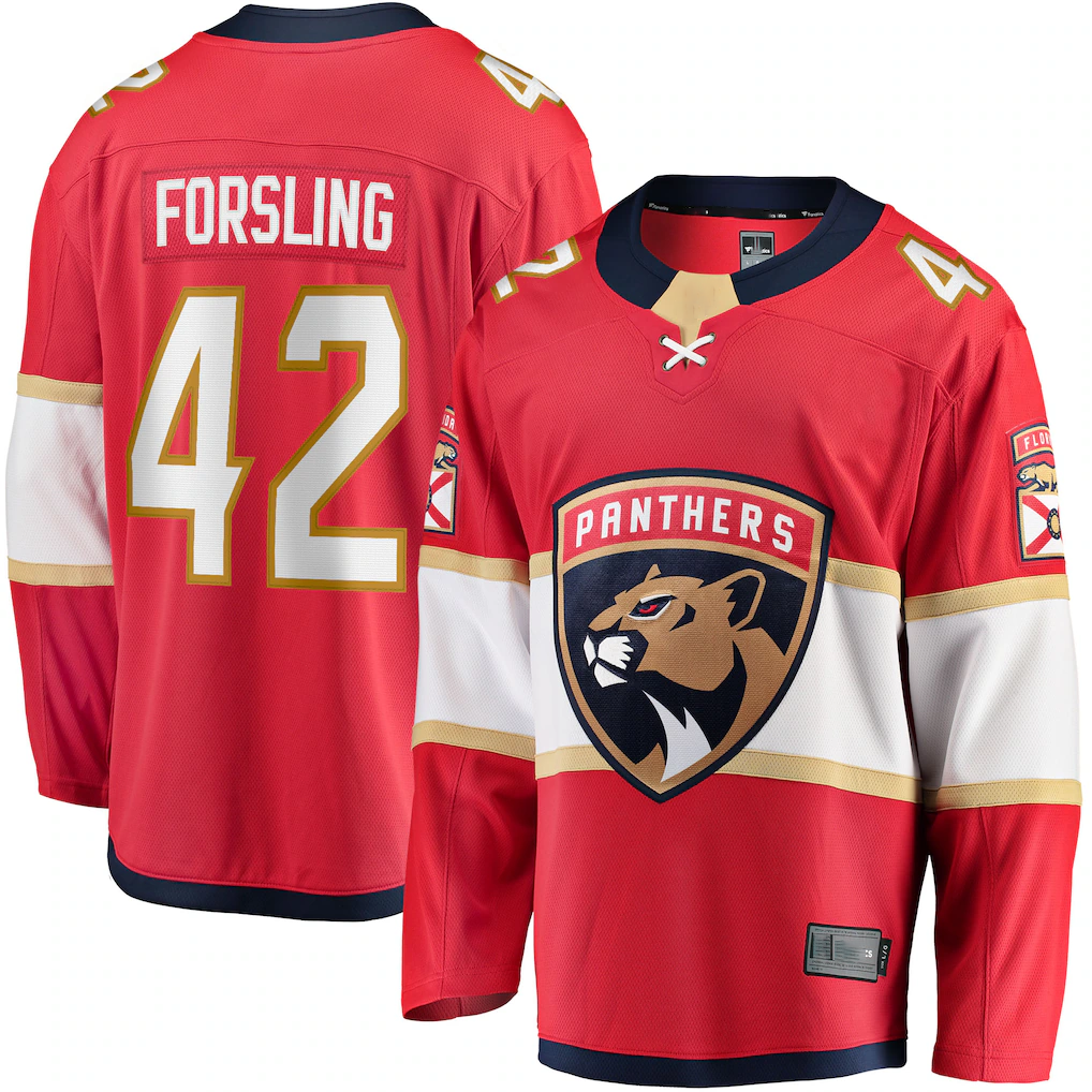 Crovyle F.Panthers #42 Gustav Forsling Red Home Breakaway Player Jerseys