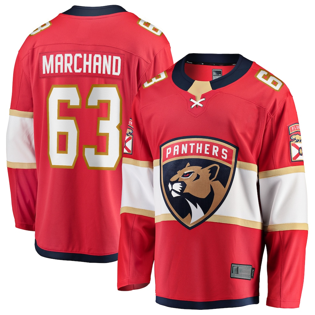 Crovyle F.Panthers #63 Brad Marchand Red Home Breakaway Jerseys