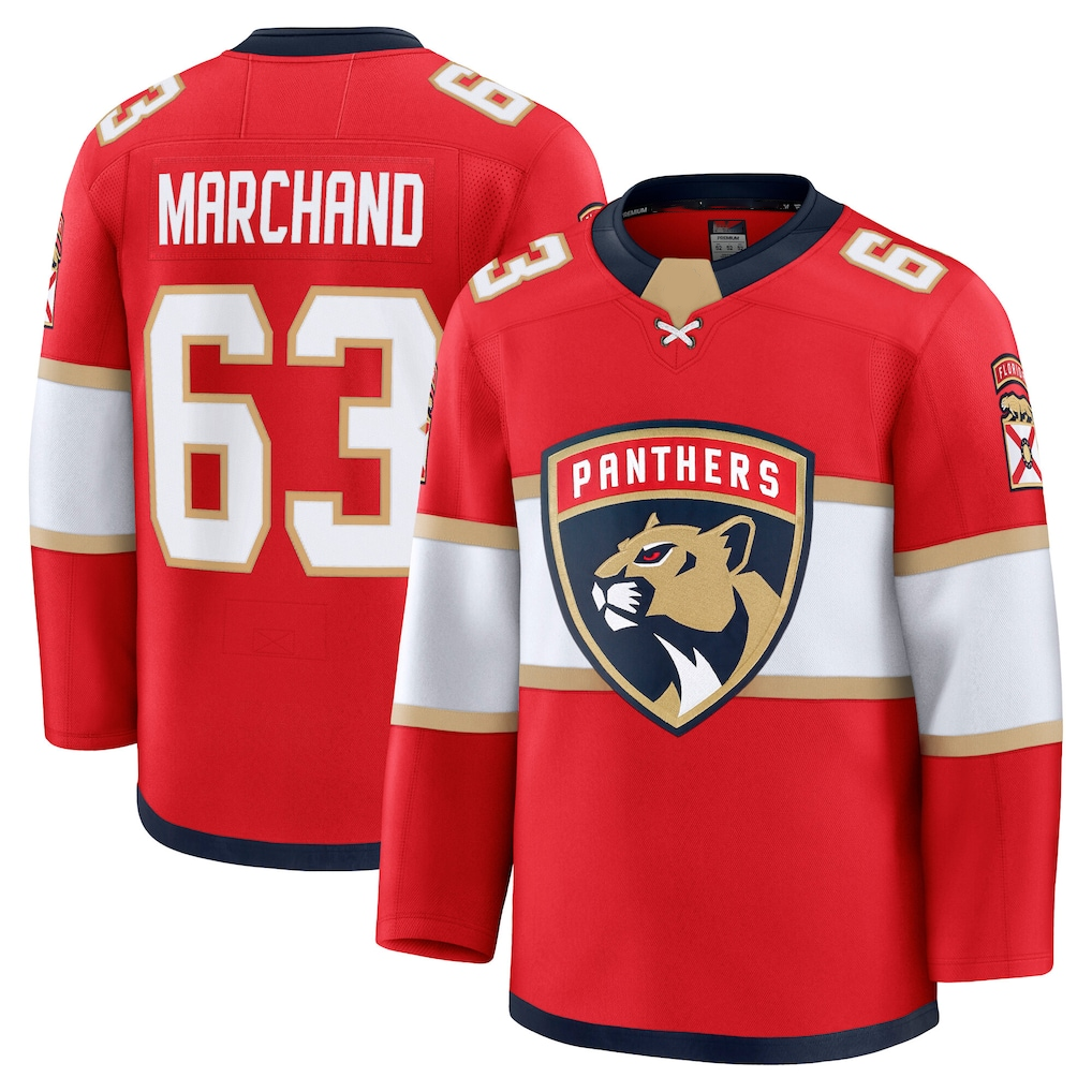 Crovyle F.Panthers #63 Brad Marchand Red Home Premium Jerseys
