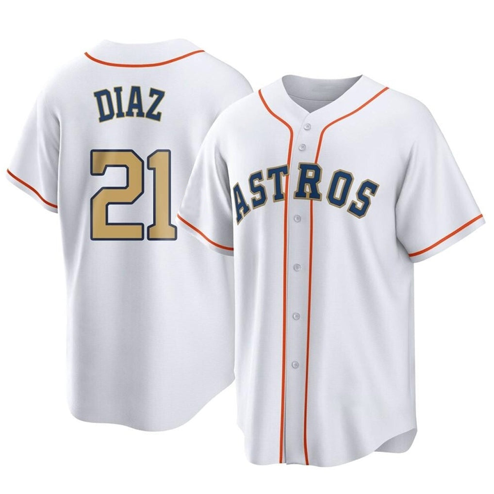 Crovyle H.Astros #21 Yainer Diaz Player Gold Collection Game Home Stitched Jerseys