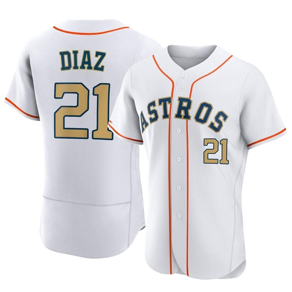 Crovyle H.Astros #21 Yainer Diaz Player Gold Collection Limited Elite Home Stitched Jerseys