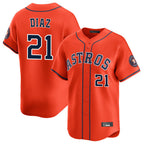 Crovyle H.Astros #21 Yainer Diaz Player Orange Home Limited Stitched Jerseys