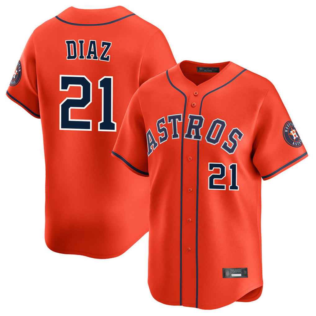 Crovyle H.Astros #21 Yainer Diaz Player Orange Home Limited Stitched Jerseys