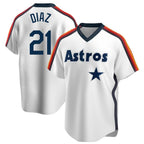 Crovyle H.Astros #21 Yainer Diaz Player White Cooperstown Collection T-shirt Stitched Jerseys