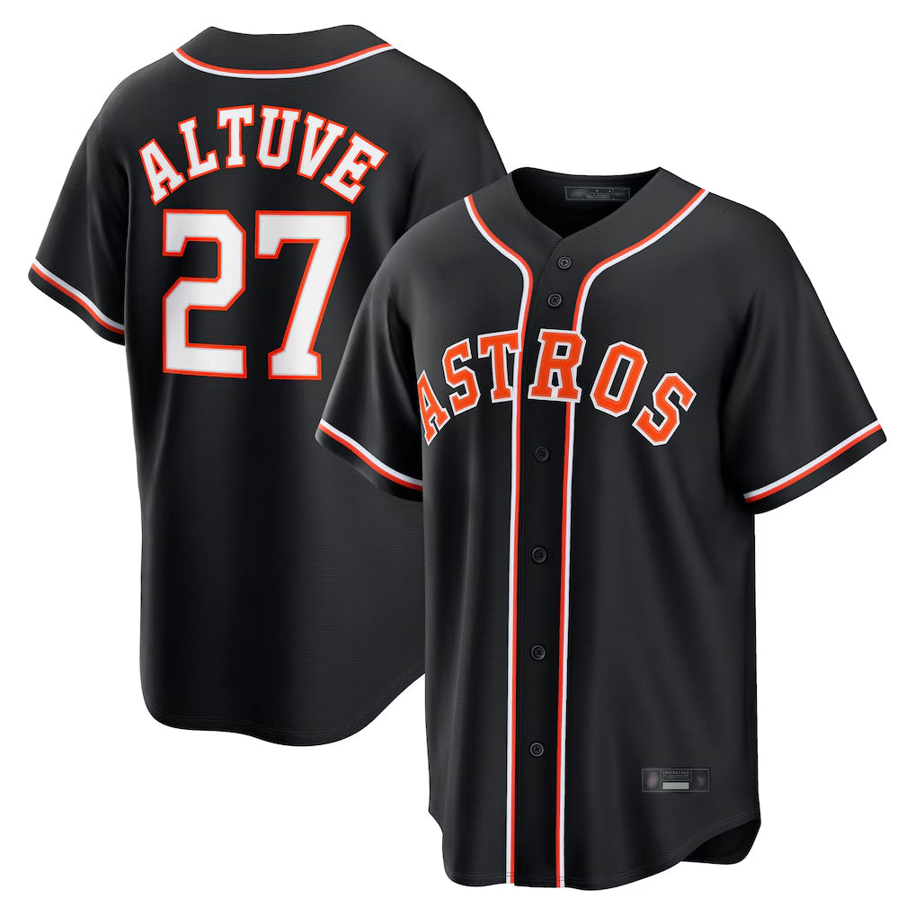 Crovyle H.Astros #27 Jose Altuve Player Black Fashion Out Home Game Stitched Jerseys
