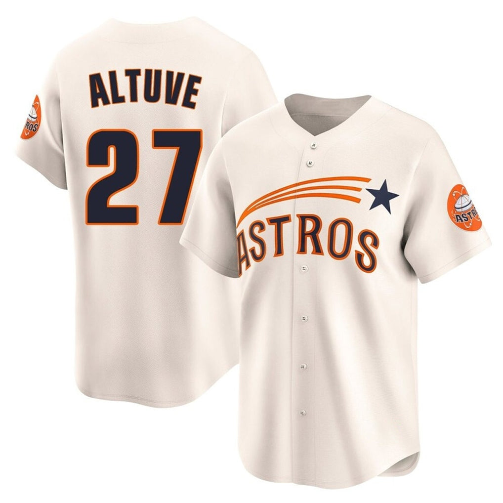 Crovyle H.Astros #27 Jose Altuve Player Cream Throwback Cooperstown Collection Limited Stitched Jerseys