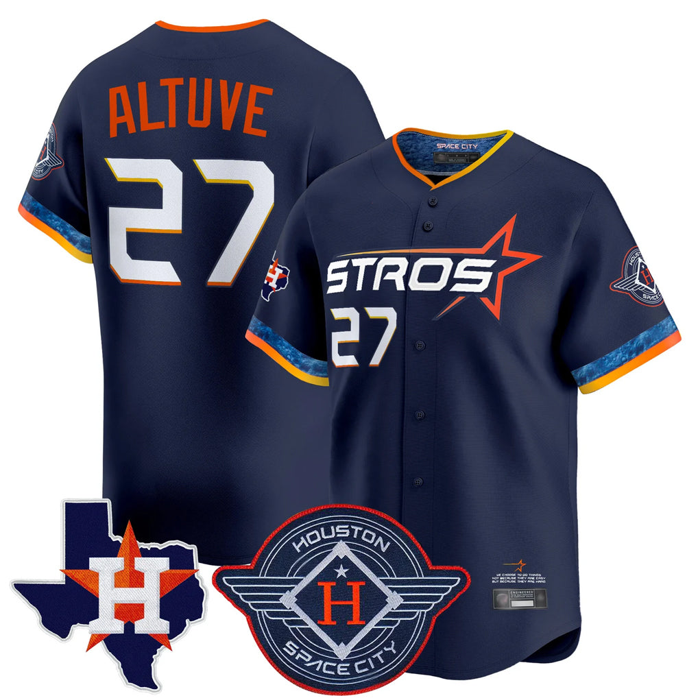 Crovyle H.Astros #27 Jose Altuve Player Navy City Connect Texas Patch Vapor Premier Limited Home Stitched Jerseys