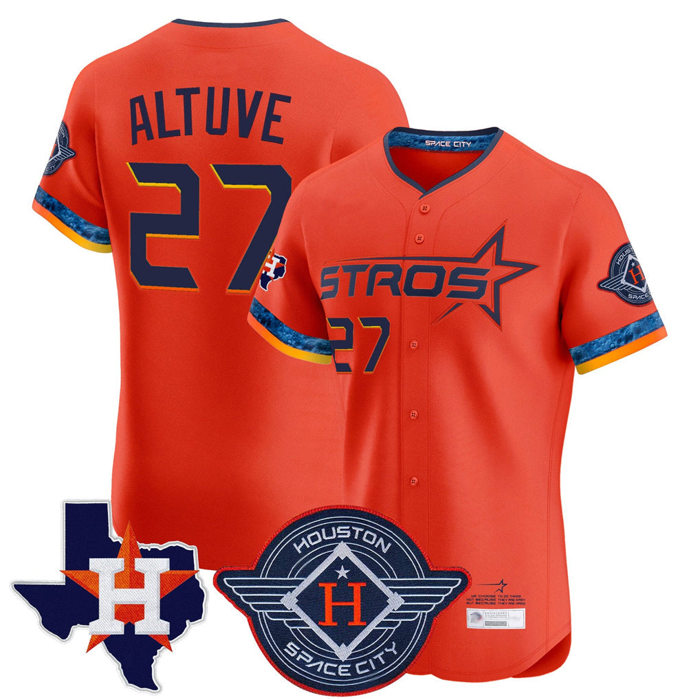 Crovyle H.Astros #27 Jose Altuve Player Orange City Connect Texas Patch Vapor Premier Limited Elite Home Stitched Jerseys