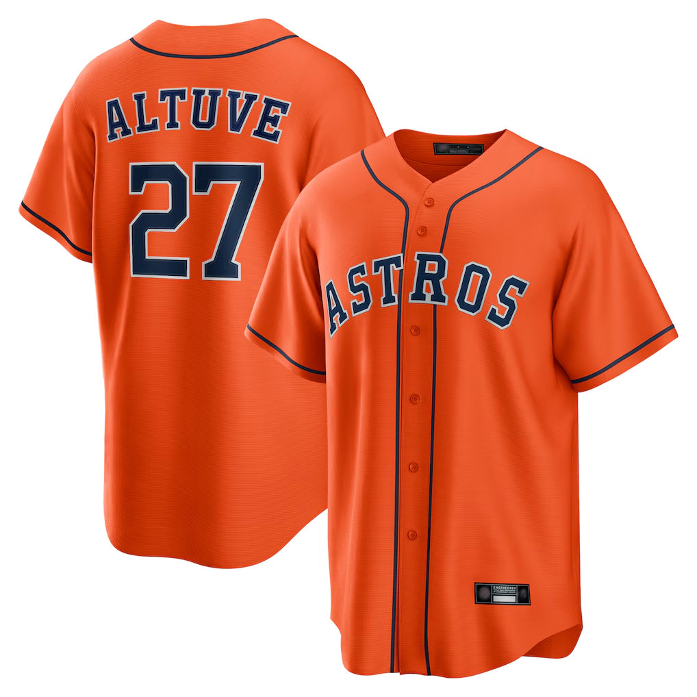 Crovyle H.Astros #27 Jose Altuve Player Orange Home Game Stitched Jerseys