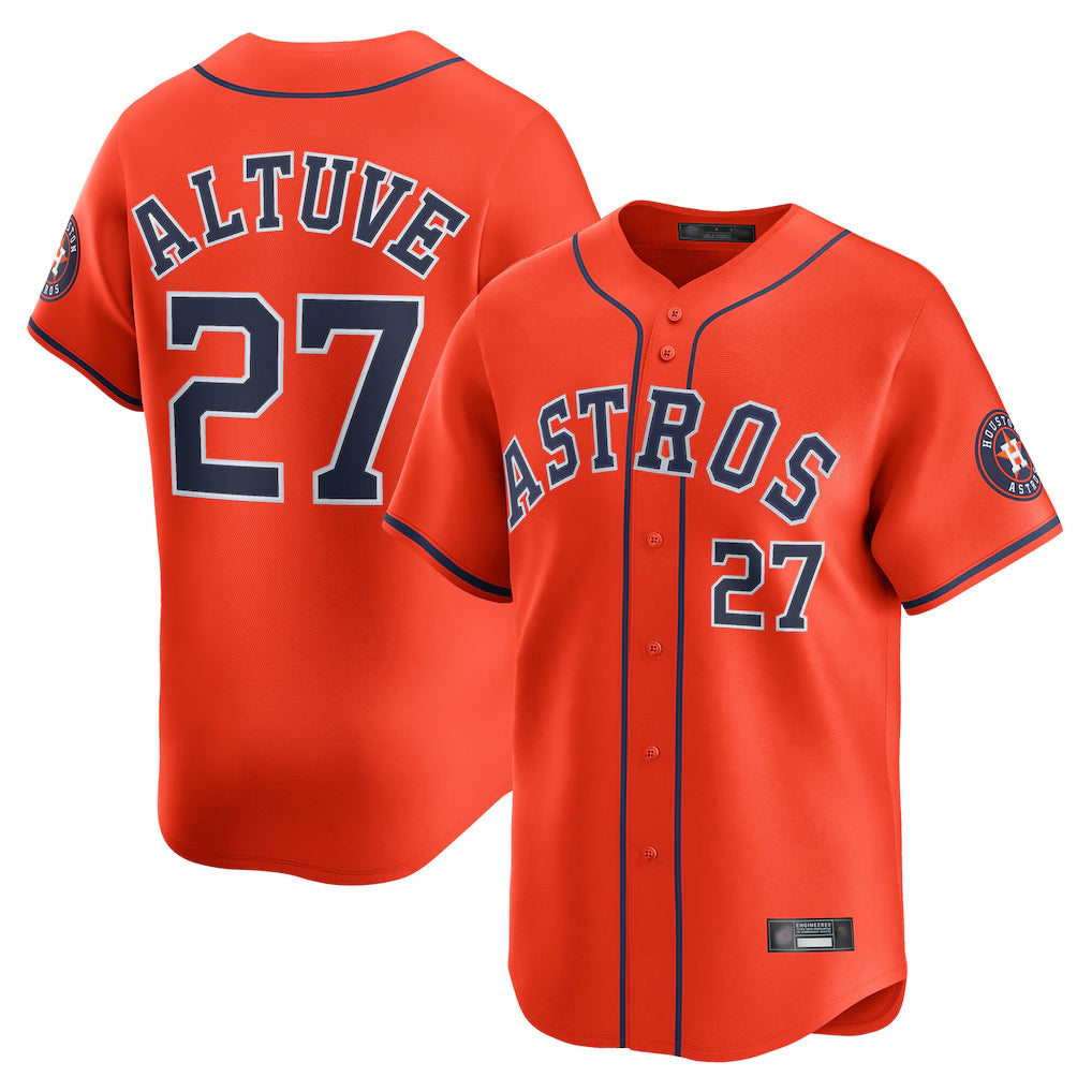 Crovyle H.Astros #27 Jose Altuve Player Orange Home Limited Stitched Jerseys