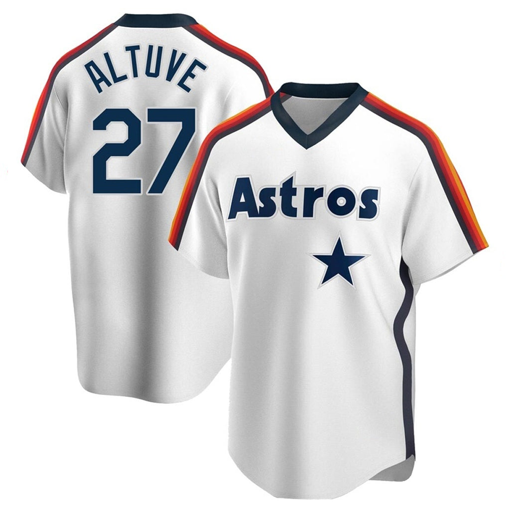 Crovyle H.Astros #27 Jose Altuve Player White Cooperstown Collection T-shirt Stitched Jerseys