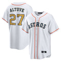 Crovyle H.Astros #27 Jose Altuve Player White Gold Collection Game Home Stitched Jerseys