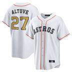 Crovyle H.Astros #27 Jose Altuve Player White Gold Collection Game Home Stitched Jerseys