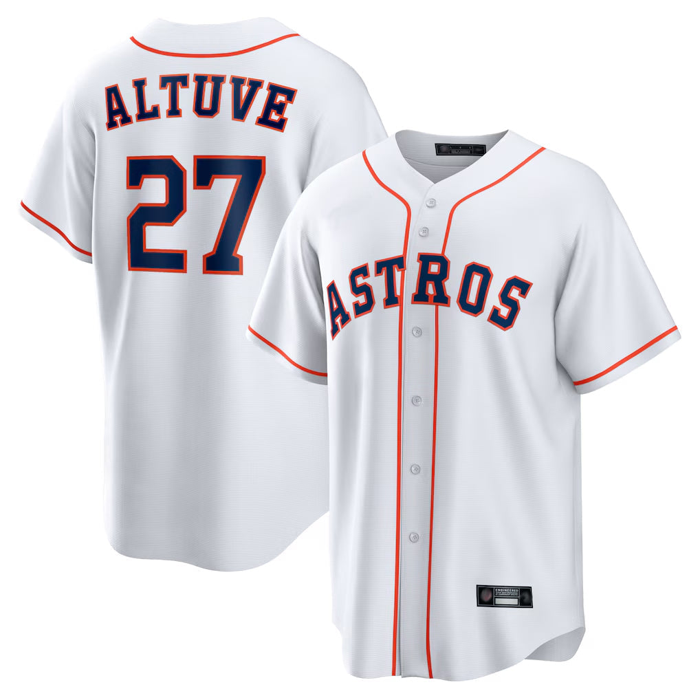 Crovyle H.Astros #27 Jose Altuve Player White Home Game Stitched Jerseys