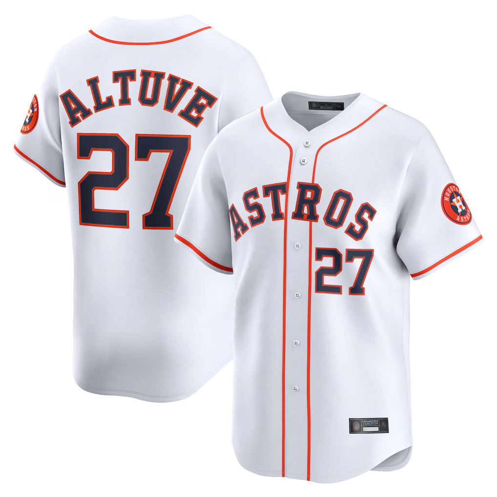 Crovyle H.Astros #27 Jose Altuve Player White Home Limited Stitched Jerseys