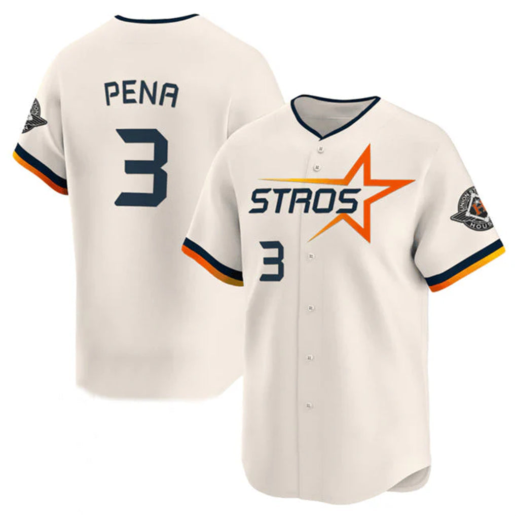 Crovyle H.Astros #3 Jeremy Pe?a Player Cream Limited Home Stitched Jerseys