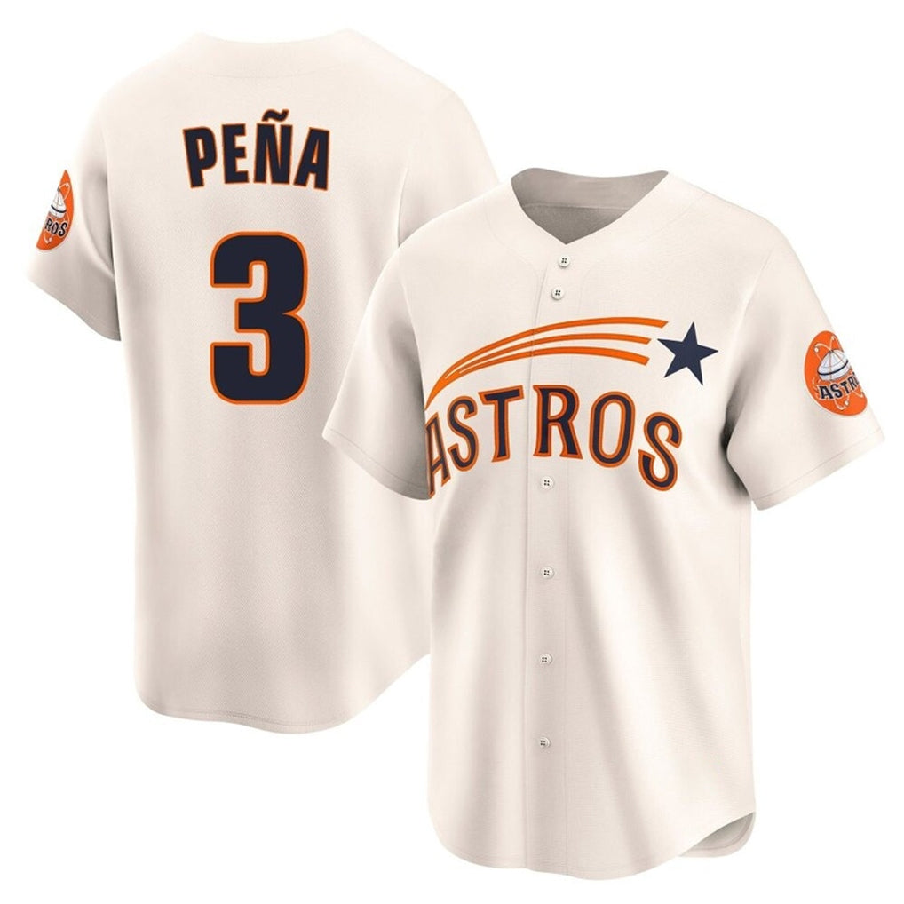Crovyle H.Astros #3 Jeremy Pe?a Player Cream Throwback Cooperstown Collection Limited Stitched Jerseys
