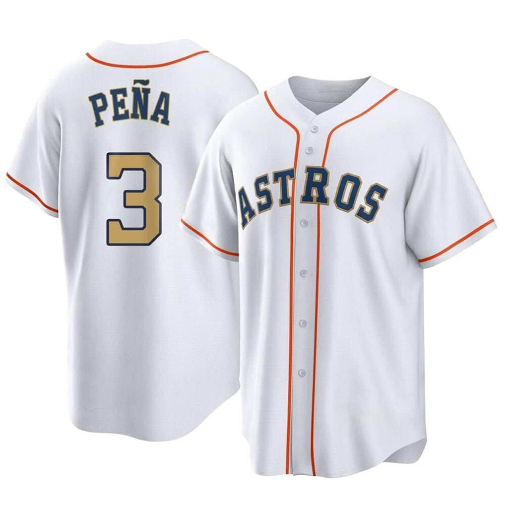 Crovyle H.Astros #3 Jeremy Pe?a Player Gold Collection Game Home Stitched Jerseys