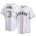 Crovyle H.Astros #3 Jeremy Pe?a Player Gold Collection Game Home Stitched Jerseys