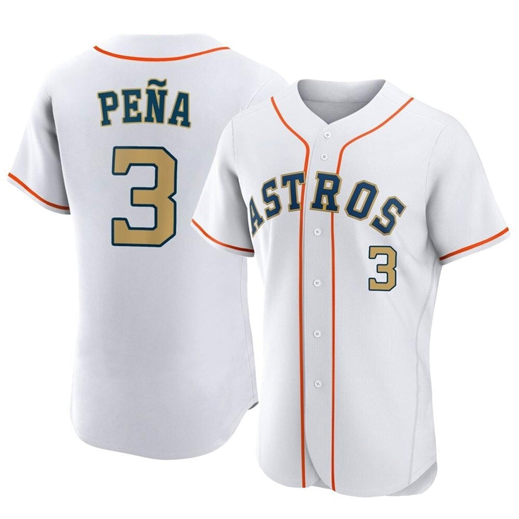 Crovyle H.Astros #3 Jeremy Pe?a Player Gold Collection Limited Elite Home Stitched Jerseys