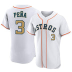 Crovyle H.Astros #3 Jeremy Pe?a Player Gold Collection Limited Elite Home Stitched Jerseys