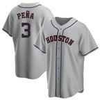 Crovyle H.Astros #3 Jeremy Pe?a Player Gray Home Game Stitched Jerseys