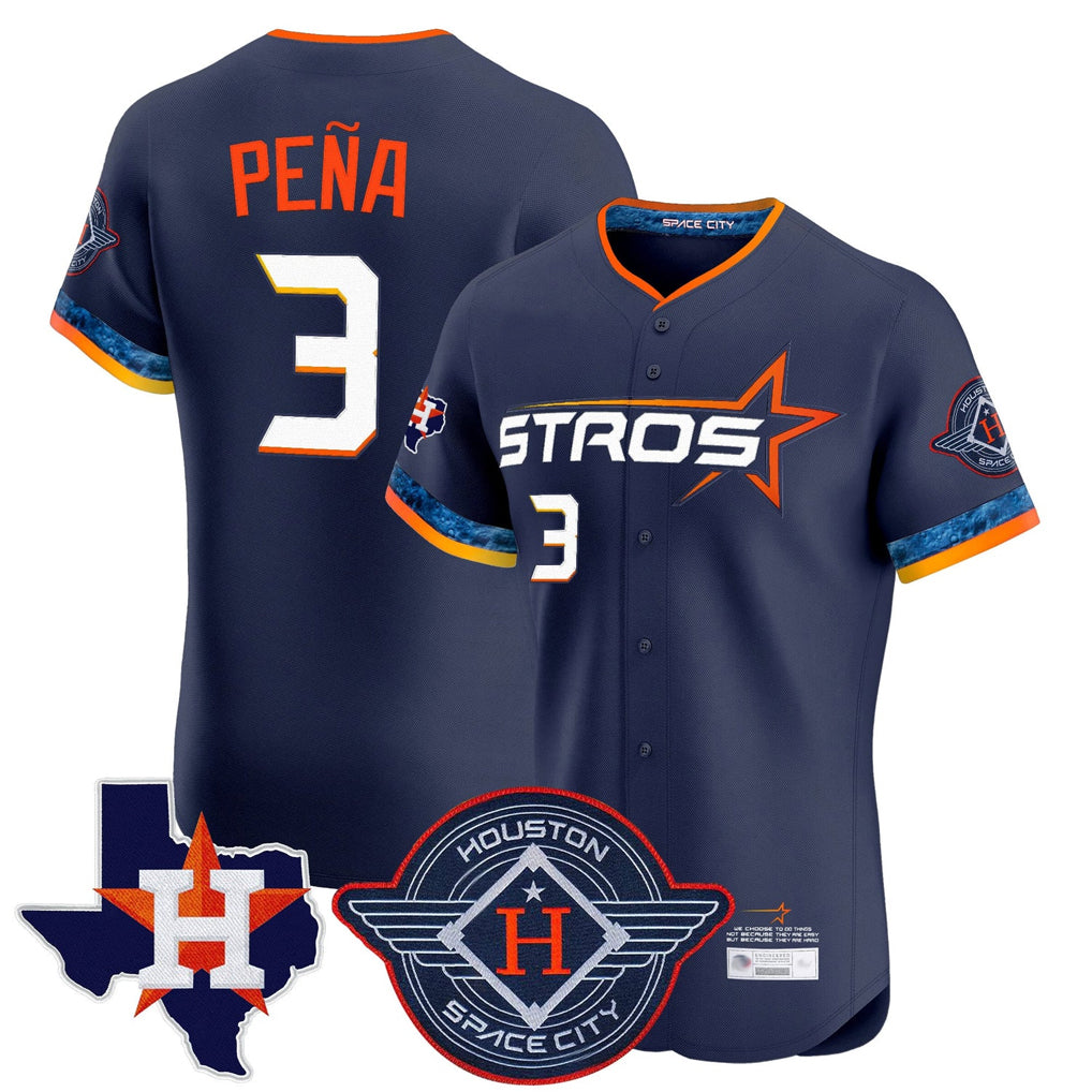 Crovyle H.Astros #3 Jeremy Pe?a Player Navy City Connect Texas Patch Vapor Premier Limited Elite Home Stitched Jerseys