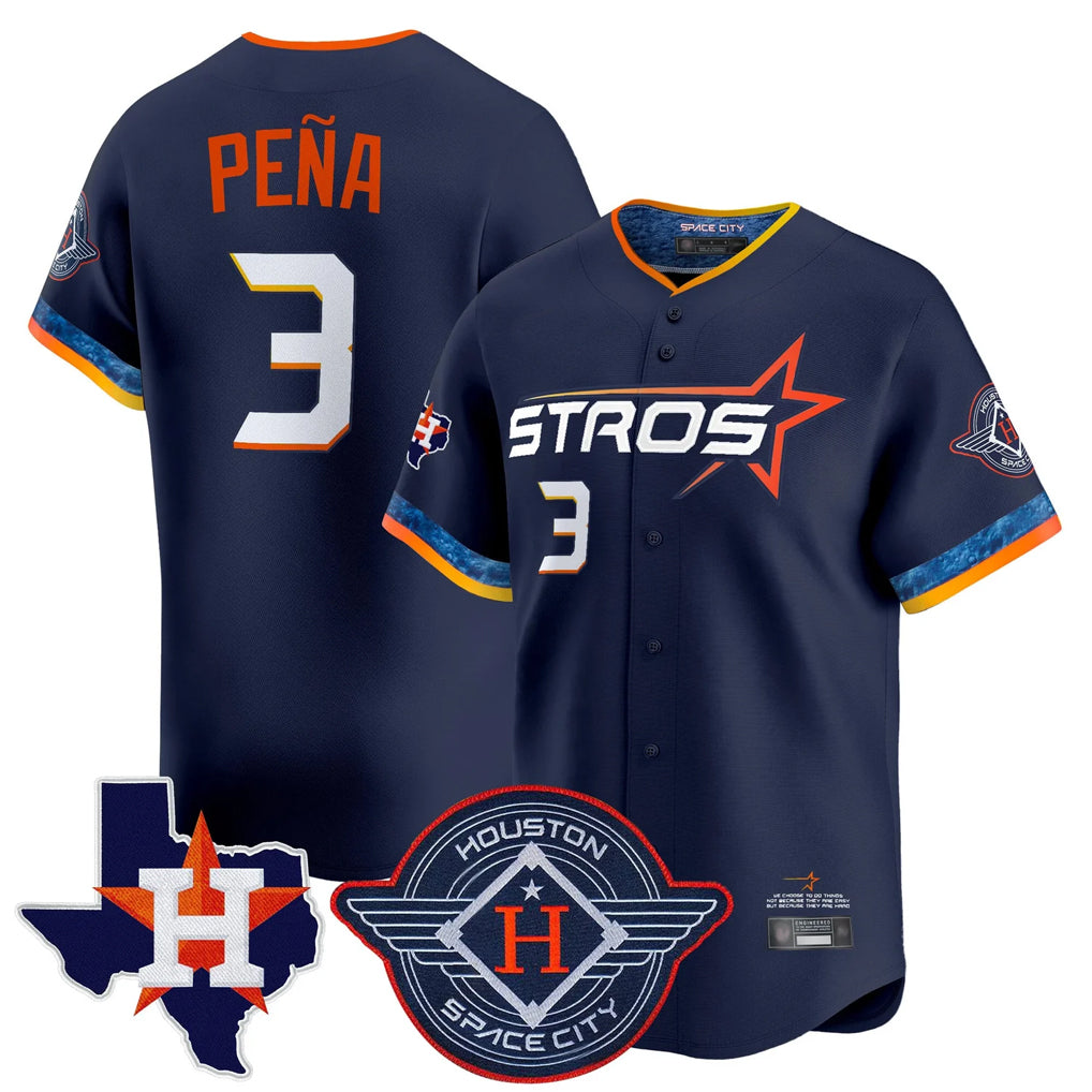 Crovyle H.Astros #3 Jeremy Pe?a Player Navy City Connect Texas Patch Vapor Premier Limited Home Stitched Jerseys