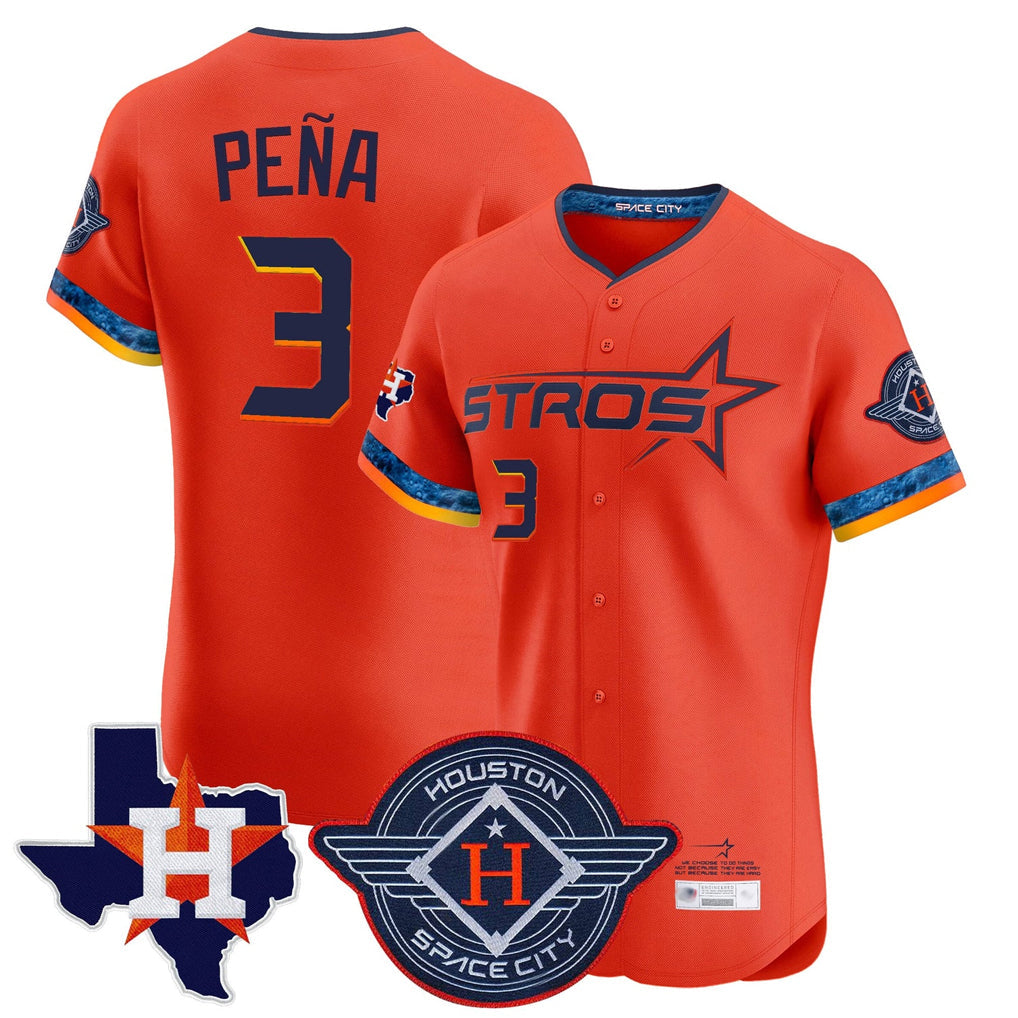Crovyle H.Astros #3 Jeremy Pe?a Player Orange City Connect Texas Patch Vapor Premier Limited Elite Home Stitched Jerseys