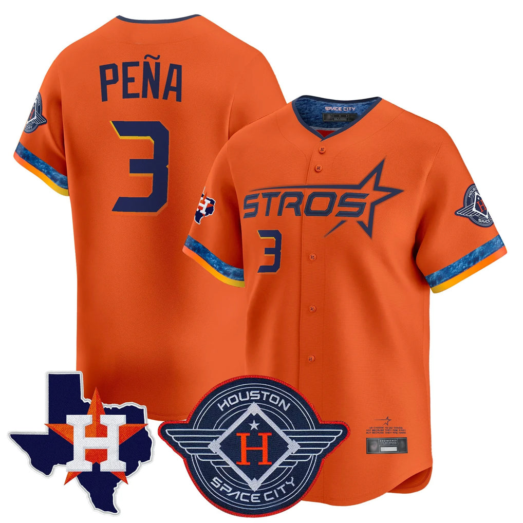 Crovyle H.Astros #3 Jeremy Pe?a Player Orange City Connect Texas Patch Vapor Premier Limited Home Stitched Jerseys