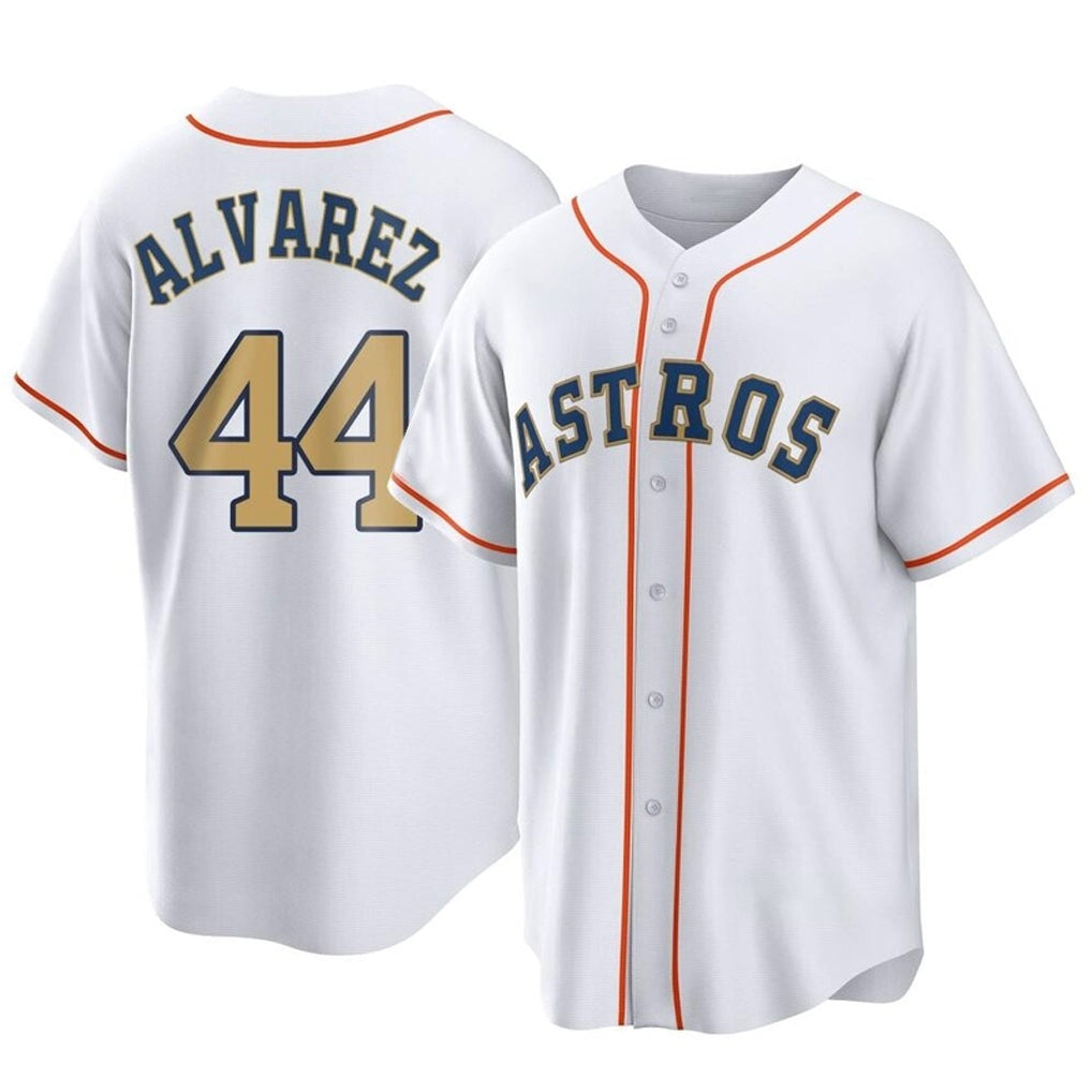 Crovyle H.Astros #44 Yordan Alvarez Player Gold Collection Game Home Stitched Jerseys