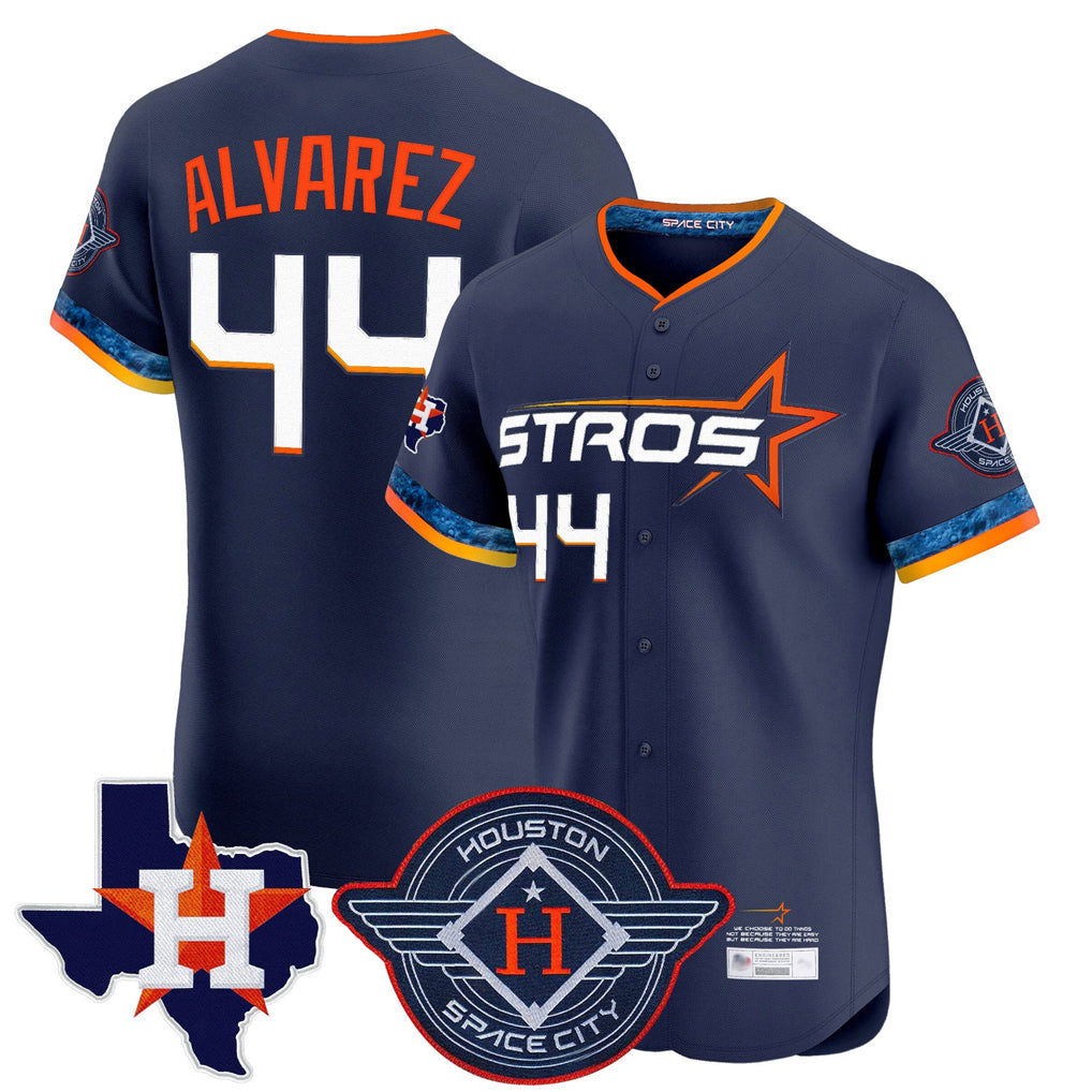Crovyle H.Astros #44 Yordan Alvarez Player Navy City Connect Texas Patch Vapor Premier Limited Elite Home Stitched Jerseys