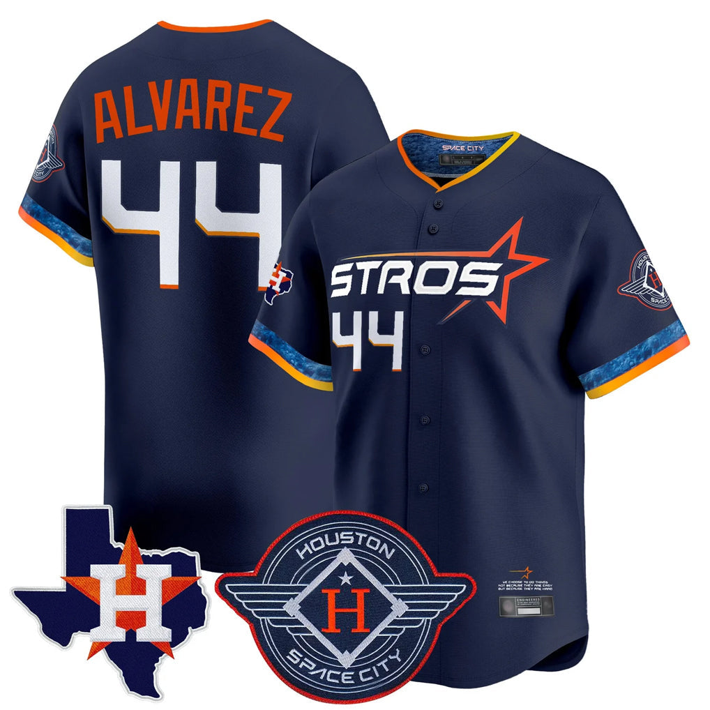 Crovyle H.Astros #44 Yordan Alvarez Player Navy City Connect Texas Patch Vapor Premier Limited Home Stitched Jerseys