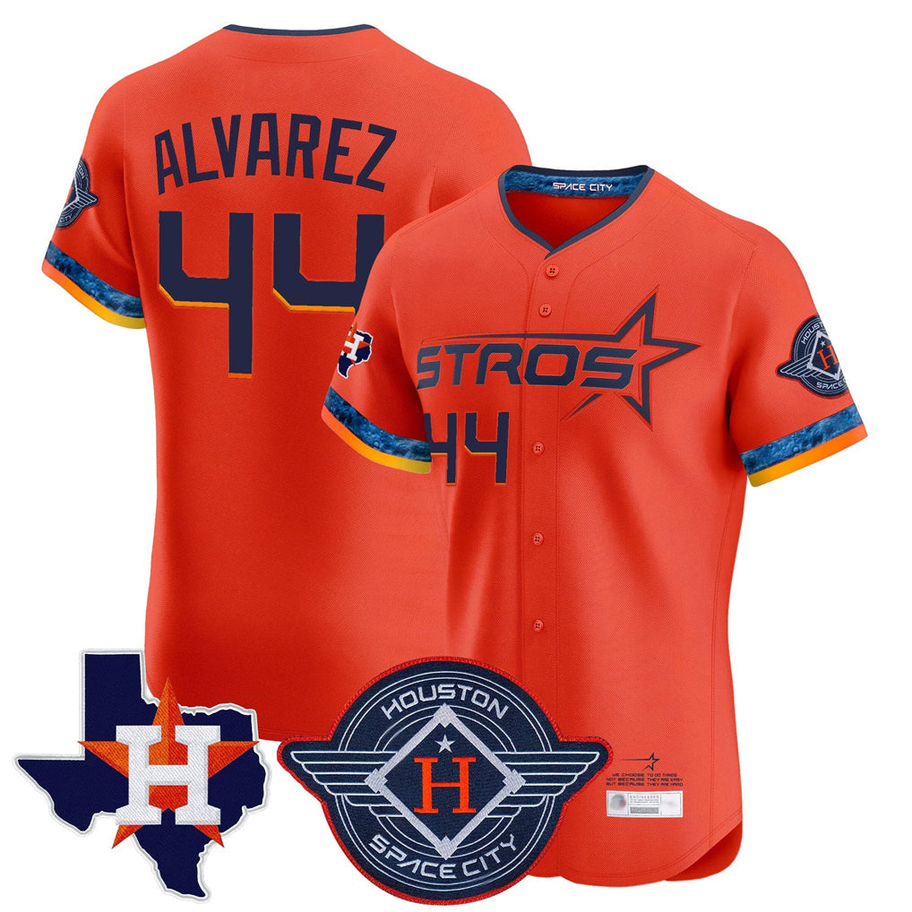 Crovyle H.Astros #44 Yordan Alvarez Player Orange City Connect Texas Patch Vapor Premier Limited Elite Home Stitched Jerseys