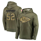 Crovyle KC.Chiefs #52 Creed Humphrey Player Olive Salute to Service Pullover Hoodies Home Game Stitched Jerseys